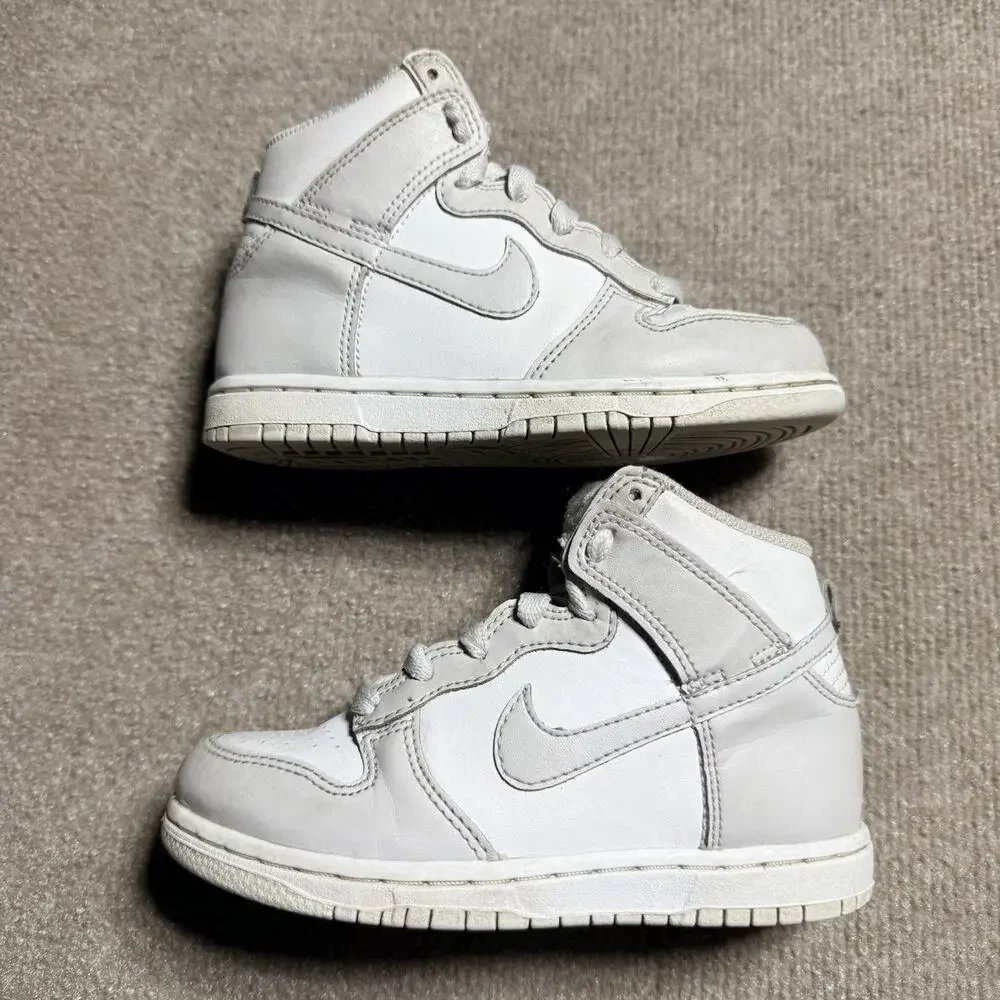 Nike Dunk High Retro White Vast Grey Toddler Kids 11C DD2314-101 GUC Grey White